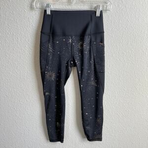 Gap Fit High Rise Black Star Galaxy Print Leggings Women's XS Petite Pockets
